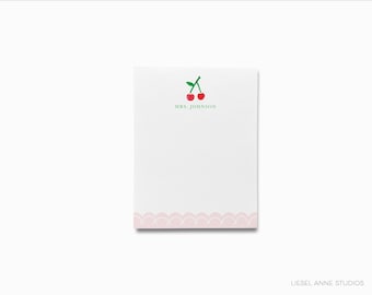Personalized Cherry Notepad | Cherry Lover Notepad Set | Summer To Do List | Feminine Notepads | Personalized Gift | Cherry Gift