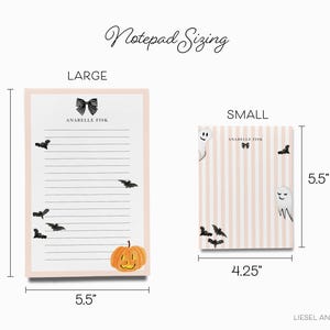 two different sizes of notebooks or pads, one larger and one smaller, both with Halloween-themed designs.