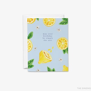 Happy Birthday Lemon Pun Cards | May Your Birthday Be Simply The Zest | Lemon Lover | Summer Birthday Card | Watercolor Cards | Citrus Fruit
