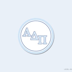Pegatinas de letras Alpha Delta Pi con licencia oficial / Pegatina redonda griega / Sello de sobre / Pegatina de hermandad / Pegatina de recuerdo de Alpha Delta Pi