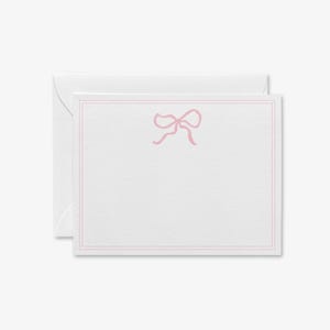 Tarjetas planas con lazo rosa claro [juego de 8] / Papelería con lazo rosa / Tarjetas de notas para niñas / Notas de agradecimiento para bebés / Tarjetas para bebés / Tarjetas con la frase "It's A Girl"