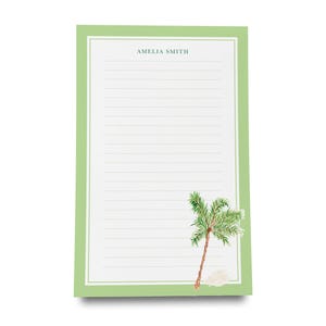 ヤシの木のパーソナライズされたメモ帳 | 水彩画のビーチテーマ