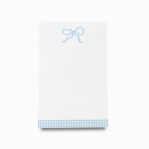 Hellblaue Schleife Notizblock | Blau Gingham Notizblock Set | Blaue To Do Liste | Preppy Feminine Notizblöcke | Notizblock Geschenk | Hostessengeschenk Blaue Schleife