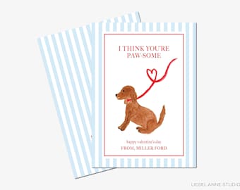 Personalized Kids Valentine Cards for School | Dog Valentine&#39;s Day Cards | Classroom Valentines | Kids Class Valentines | Puppy Valentine&#39;s