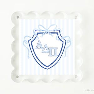 Alpha Delta Pi Art Print | Officially Licensed | Mini Alpha Delta Pi Sorority Scalloped Frame Gift | Bid Day Big Little Gift | Dorm Decor