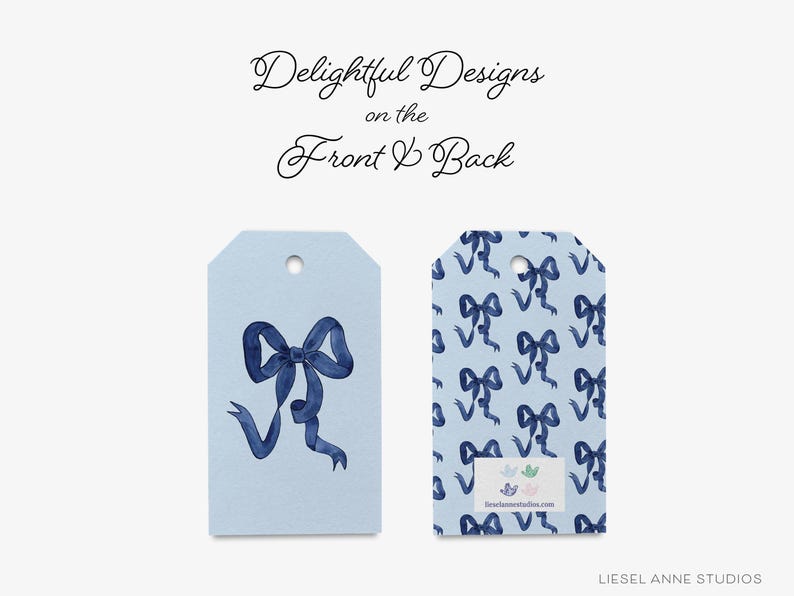 Navy and Light Blue Bow Gift Tag [set of 8] | Baby Shower Tag | Grand ...