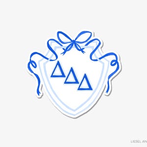 Delta Delta Delta Vinyl Sticker | Officially Licensed | ΔΔΔ Watercolor Decal Sticker | Sorority Crest Weatherproof | ΔΔΔ Sticker for Laptop