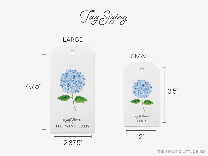 Hydrangea Gift Tags Hydrangea Tag Feminine Tag Watercolor Flower Spring Birthday Tag Favor Tags Gift for her Floral Gift Tag Large (2.375"x4.75")