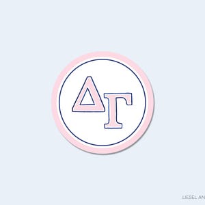 Pegatinas de letras Delta Gamma con licencia oficial / Pegatina redonda griega / Sello de sobre / Pegatina de hermandad / Pegatina de recuerdo de Delta Gamma