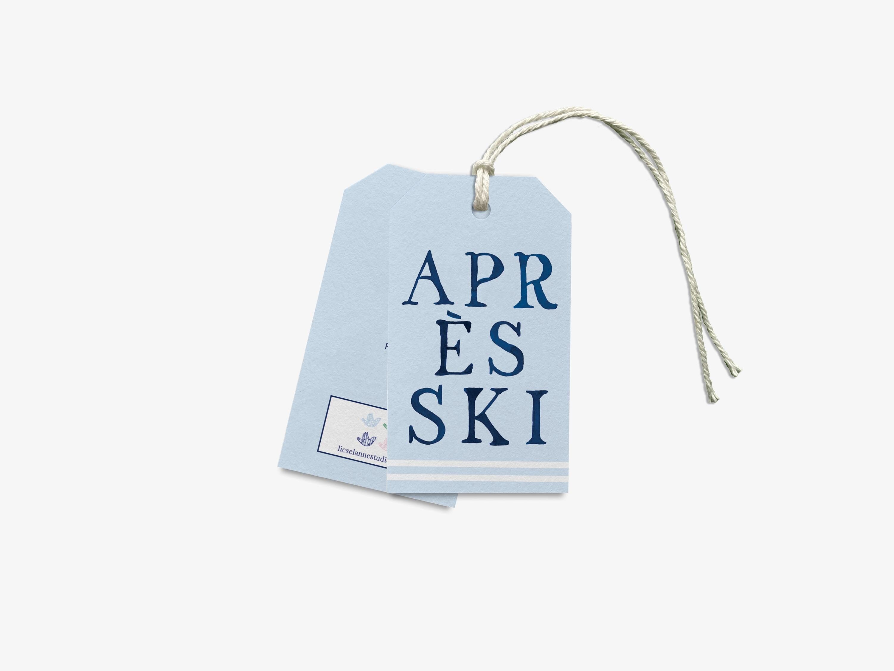 Après Ski White and Blue Gift Tag [Sets of 8] | Blue and White Christmas Tag | Grand Millennial Tag | Watercolor Tag | Favor Tags