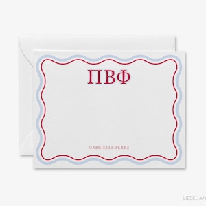Gepersonaliseerd briefpapier Pi Beta Phi | Cadeaukaartjes Bieddag | ΠΒΦBedankbriefjes | Vrouwenvereniging groot klein cadeau | Preppy blauw-rode golf