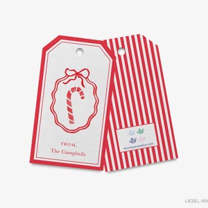Weihnachten personalisierte Geschenkanhänger | Candy Cane Geschenkanhänger | Individueller Geschenkanhänger | Urlaub Familie Geschenkanhänger | Frohe Weihnachten | Rot und Weiß gestreift
