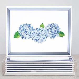 Hortensien Grußkartenbox 10er Set | Hortensien Karten | Hortensie Notizen | Hortensie Geschenk | Gastgeschenk | Preppy Aquarell Danke