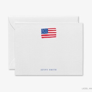 Personalisierte amerikanische Flagge Briefpapier | Vaterländische Grußkarten | USA Geschenk | Aquarell Grußkarten | Preppy Briefpapier | Amerika Dankesnotizen