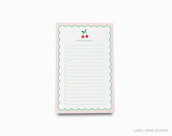 Personalized Cherry Notepad | Cherry Lover Notepad Set | Summer To Do List | Feminine Notepads | Personalized Gift | Cherry Gift
