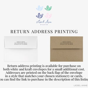ALLEEN TOEVOEGEN | Aangepast retouradres afdrukken | Gepersonaliseerde kraft- of witte enveloppen | Moet worden gekocht met kaarten of briefpapier