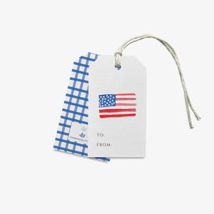 Cadeaukaartjes Amerikaanse vlag [sets van 8] | Cadeaukaartjes Amerikaanse vlag | Patriottische tag | Fourth of July-tag | Met aquarel geschilderd label | Hangtag VS