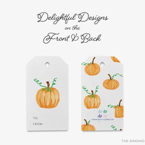 Pumpkin Gift Tags Sets of 8 Fall Halloween Favor Tag Watercolor Autumn Tags Pumpkin Favor Tags Gift for her Pumpkin Theme Tag image 2