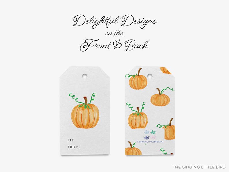 Pumpkin Gift Tags Sets of 8 Fall Halloween Favor Tag Watercolor Autumn Tags Pumpkin Favor Tags Gift for her Pumpkin Theme Tag image 2