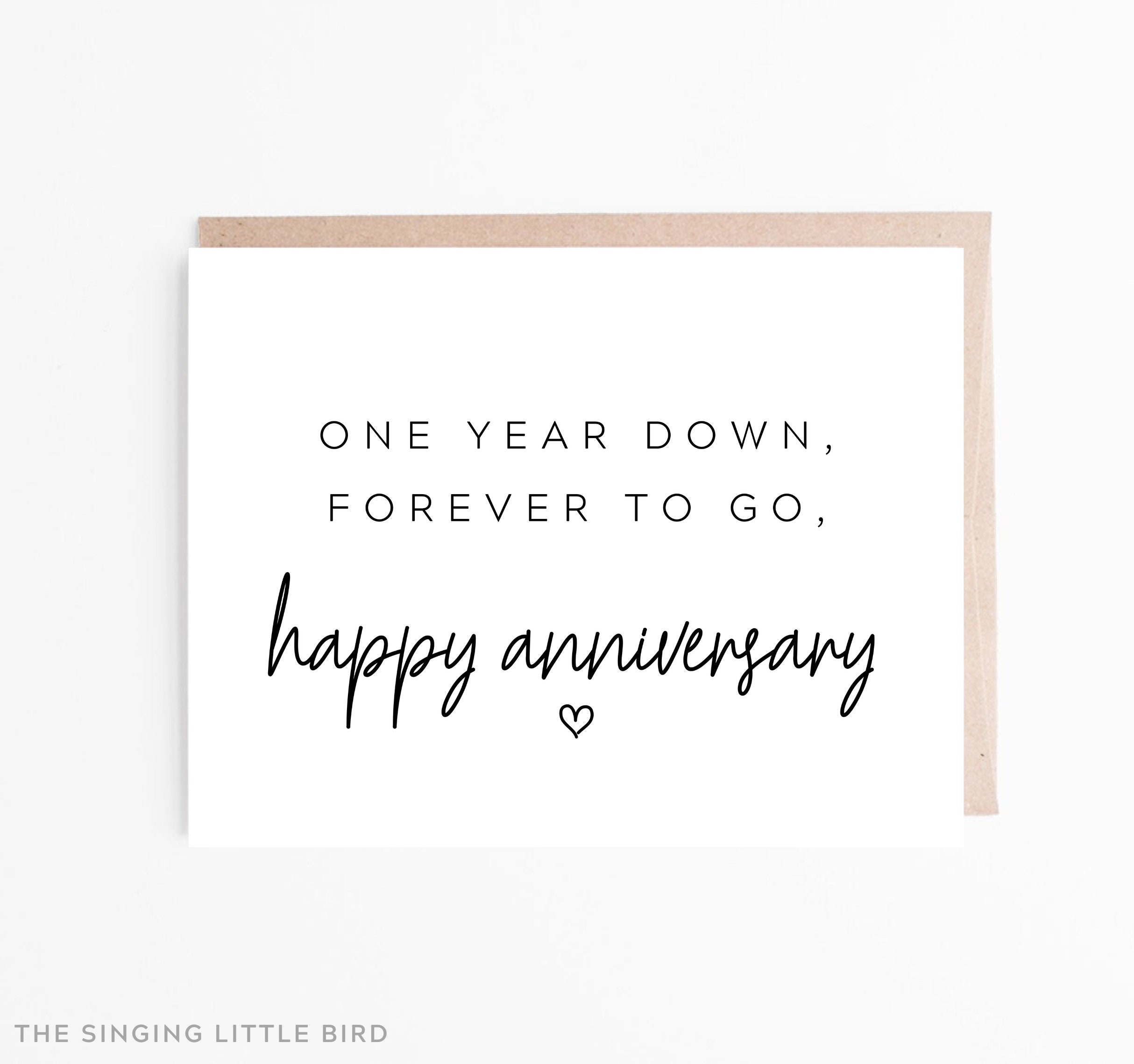 One Year Anniversary Card One Year Down Forever To Go Etsy