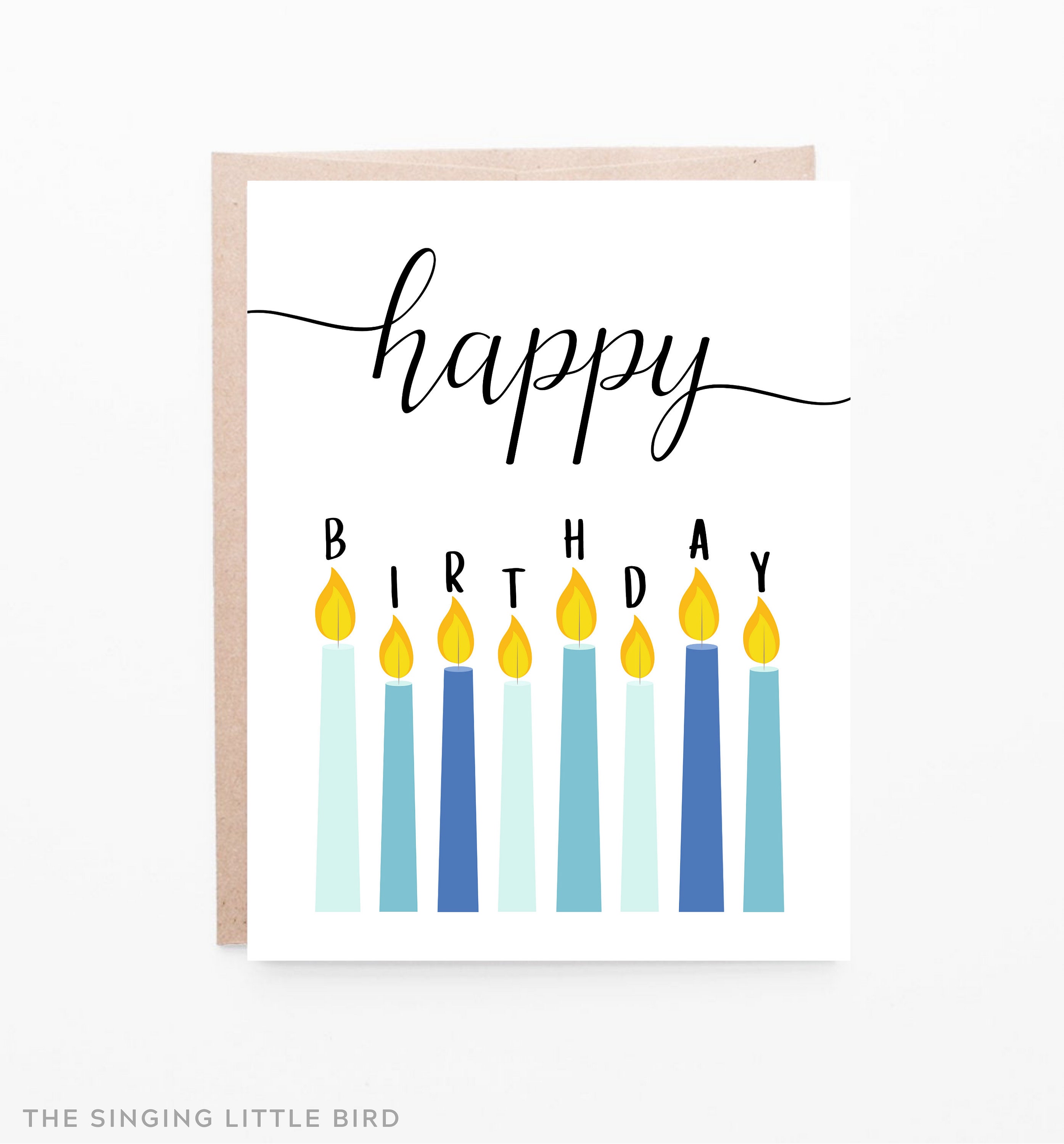Happy Birthday Card / Birthday Candles Card / Colorful Happy Etsy
