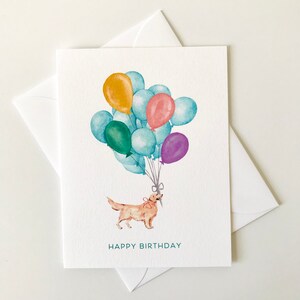 carte de joyeux anniversaire de chien | d'anniversaire de ballons d'amoureux des chiens | carte d'anniversaire de chien | Carte d'anniversaire pour propriétaire de chien | Carte d'anniversaire chien aquarelle