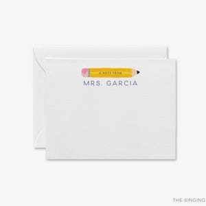 Teacher Personalized Stationery | A Note From Teacher Stationary | Thank You | Teacher Notecards | Teacher Graduation Gift | Pencil Notes
