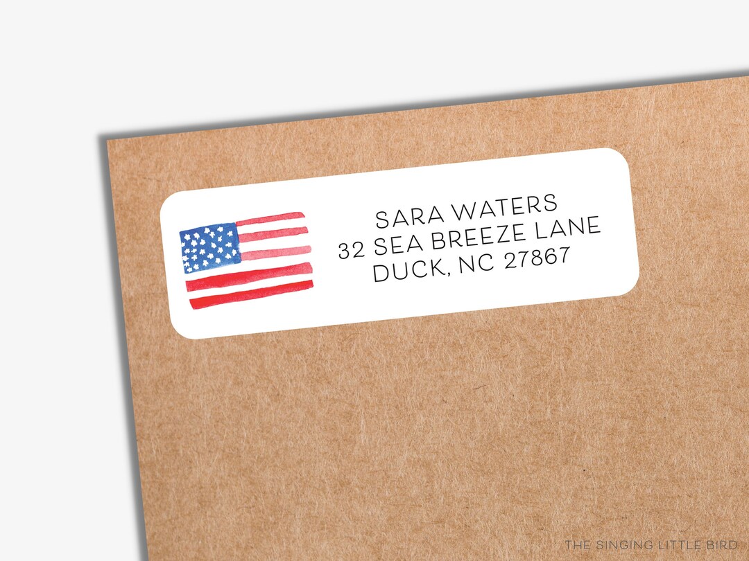 American Flag Return Address Labels | Patriotic Mailing Stickers