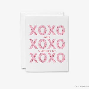 Cartões de Feliz Dia dos Namorados | Caligrafia | Cartão XOXO Preppy | Dia dos Namorados | Presente para Melhor Amigo | Cartão Convite para Festa de Dia dos Namorados