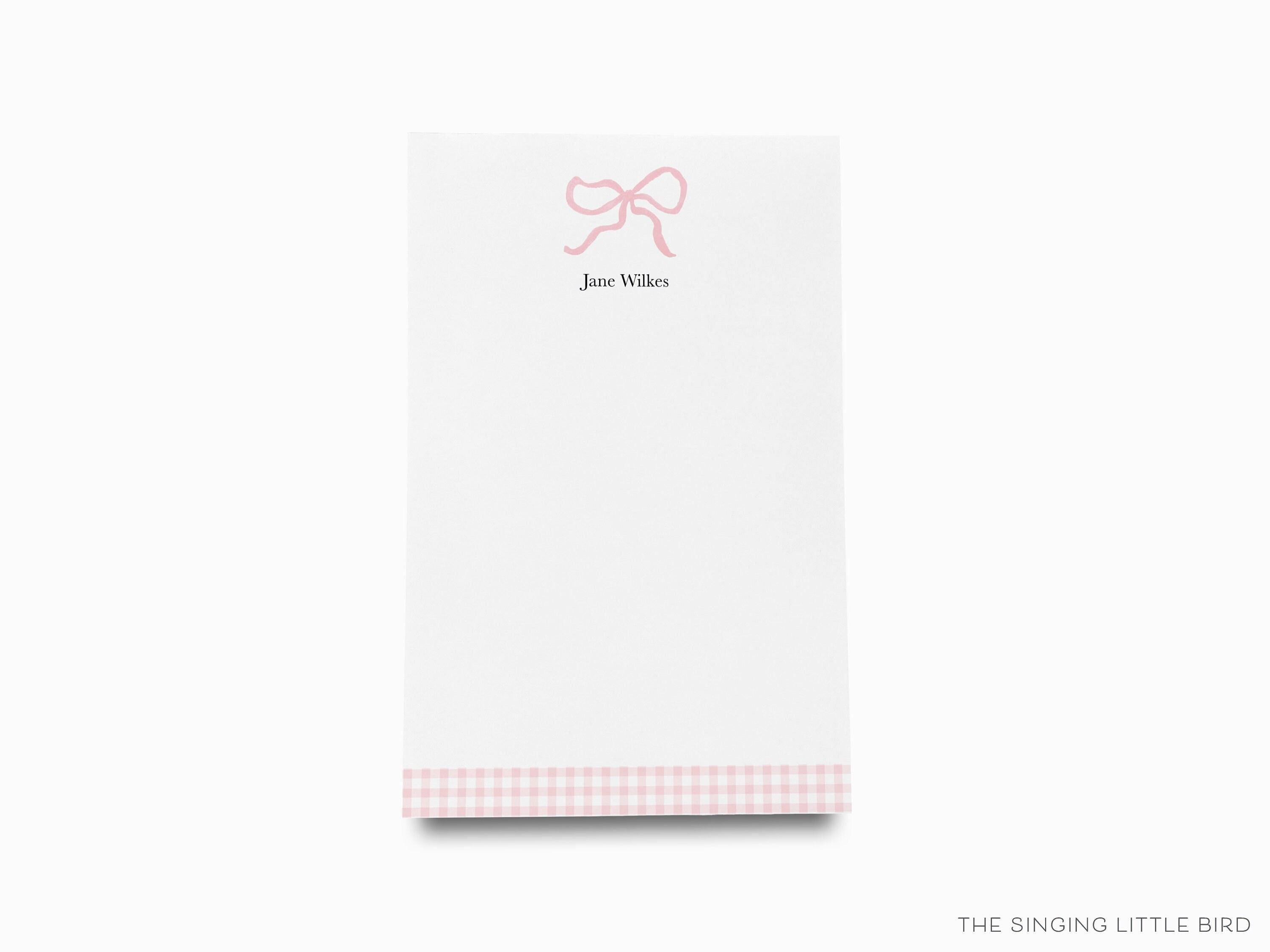Personalized Pink Bow Notepad | Gingham Stationery Set - Etsy