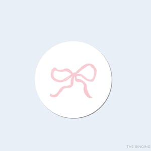 Pink Bow Stickers | Girly Round Sticker | Pink Lover Envelope Seal | Girl Baby Shower Favor | Bridal Shower Favor Sticker | Bow Sticker