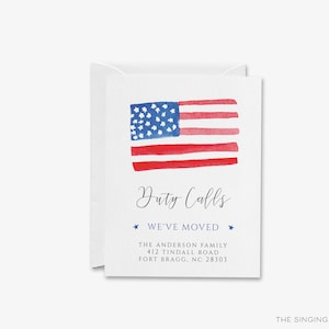 American Flag Moving Announcement | Military Change of Address Card | Duty Calls | We&#39;ve Moved | New Home Military | New Address | Family