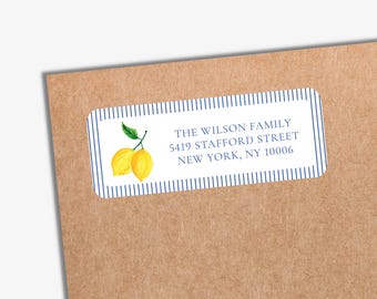 Lemon Return Address Labels PRINTED | White Matte Address Envelope Label | Personal Address Label | Lemon Return Mailing Sticker