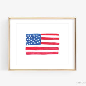 American Flag Watercolor Print | Hand Painted Watercolor USA Art | American Flag Watercolor Artwork | Patriotic Fine Art | Home Decor