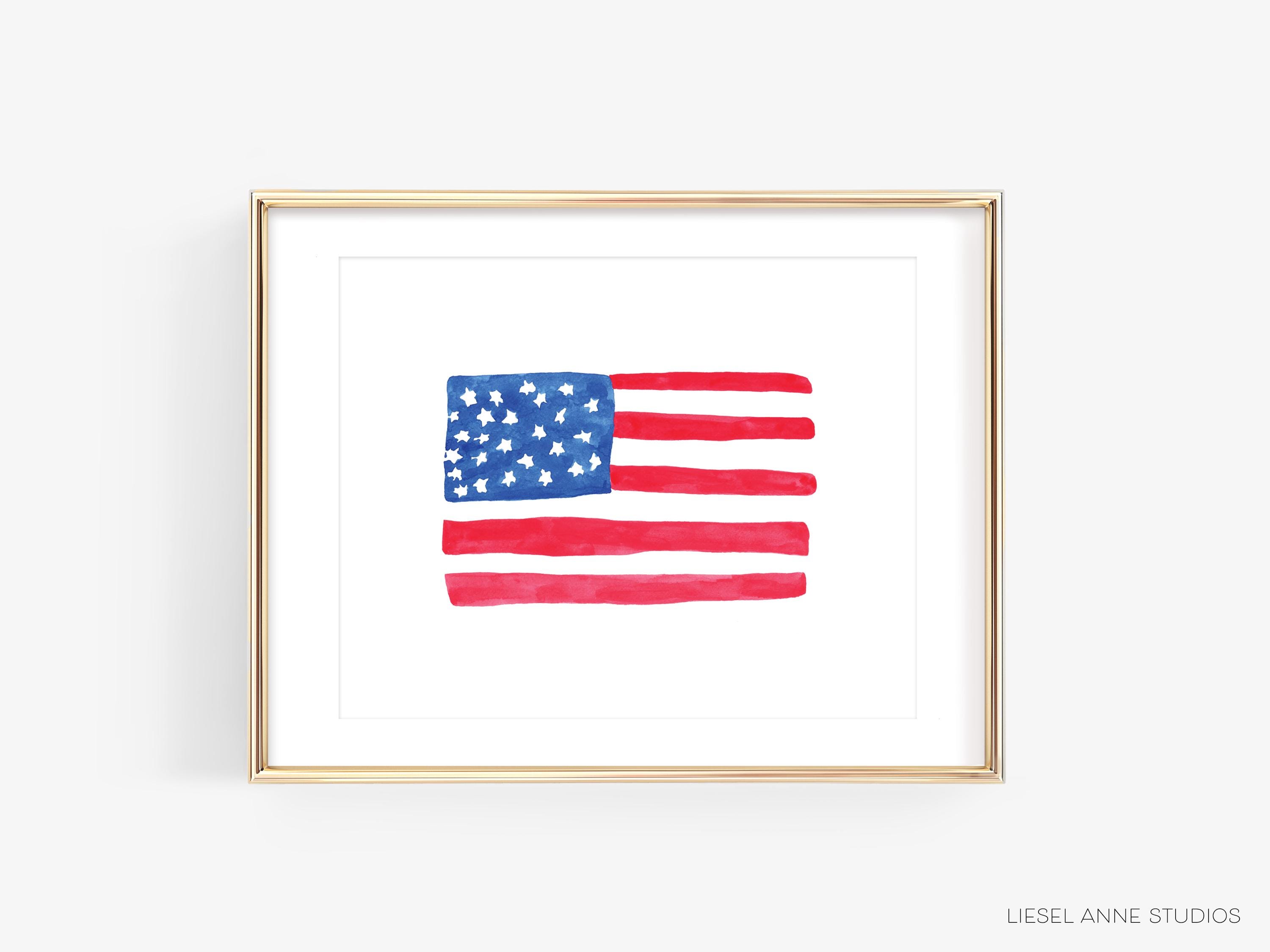 American Flag Watercolor Print | Patriotic USA Wall Art - Etsy
