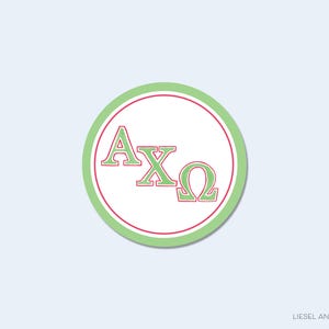 Pegatinas de letras Alpha Chi Omega con licencia oficial / Pegatina redonda griega / Sello de sobre / Pegatina de hermandad / Pegatina de recuerdo de Alpha Chi Omega