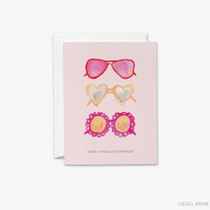 Cartão de Feliz Aniversário Fabuloso | Óculos de Sol em Forma de Coração | Cartão de Aniversário Engraçado | Cartão para Ela | Aniversário Feminino | Cartão de Óculos de Sol | Aniversário Bonito