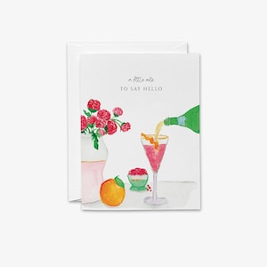 Cranberry Fizz Cocktail Greeting Cards | Cocktail Notes | Floral Cards | Gift for Her | Feminine Watercolor Spring