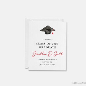 Personalized Graduation Cap Announcement Invitation | College Graduation | High School Graduation | Class of 2025 | Printed Party Invites