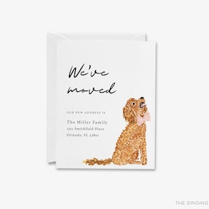 Faire-part de déménagement Golden Doodle | postale de changement d'adresse | Carte Weve Moved | Nous avons déménagé | Déménagement de chien à l'aquarelle | Amoureux des chiens, nouvelle maison