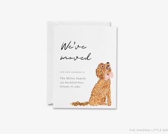 Golden Doodle Moving Announcement | Change of Address Postcard | Weve Moved Card | We've Moved | Watercolor Dog Moving | Dog Lover New House