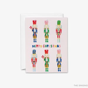 Cartões de Feliz Natal do Quebra-Nozes | Cartões de Natal Rosa | Conjunto de Cartões de Natal | Cartão de Natal em Família | Cartões de Inverno Fofos | Cartões de Natal Preppy