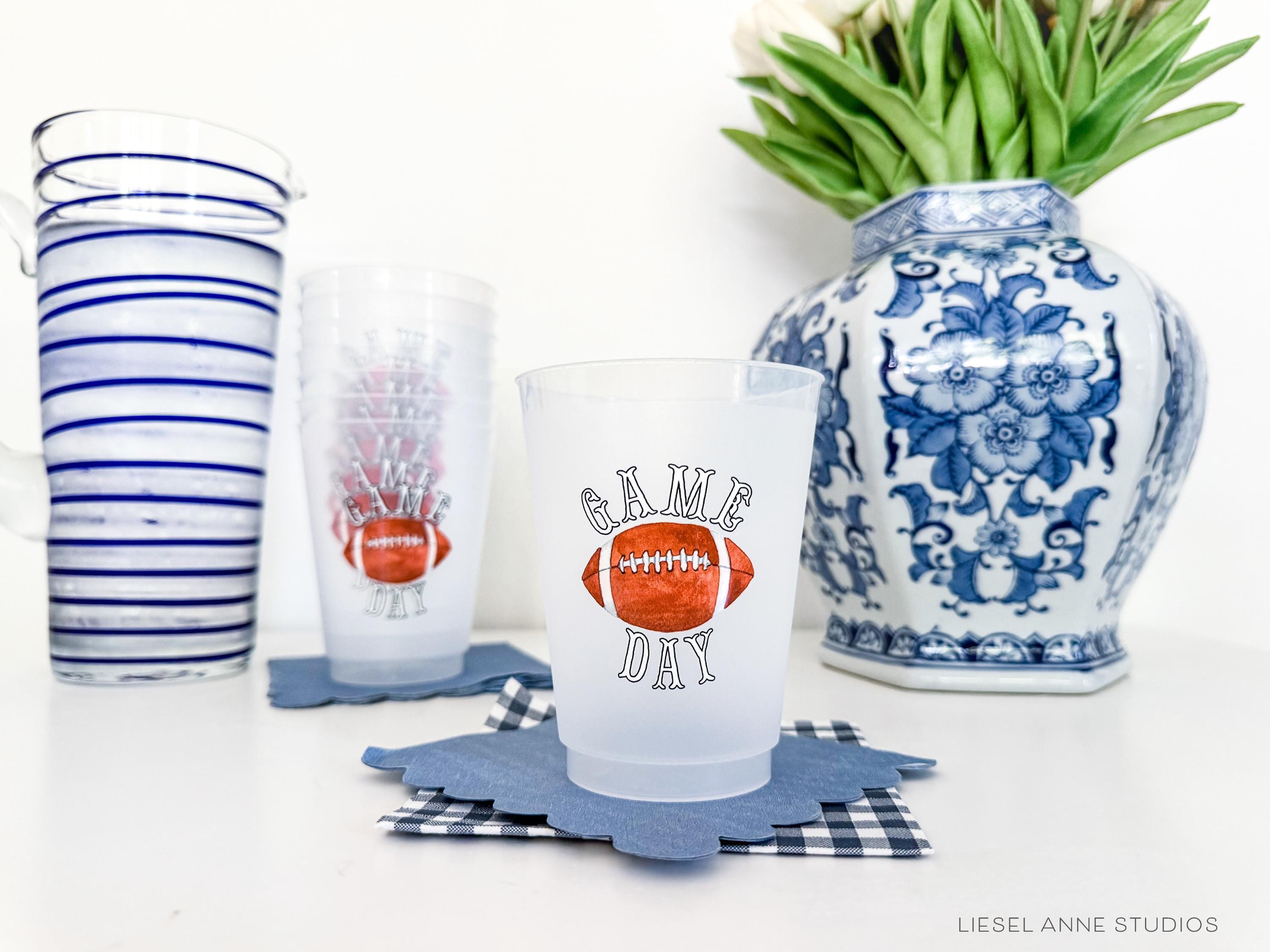 Football Game Day Frosted Shatterproof Cups | Set of 8 | Reusable ...