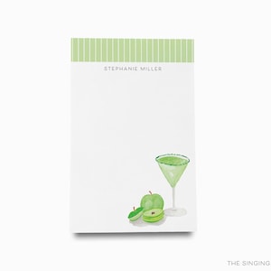 パーソナライズされたカクテル愛好家用メモ帳 | メモ帳セット | To Do リスト | マティーニ愛好家用メモ帳 | パーソナライズされたギフト | サワーアップル マティーニ バー カート