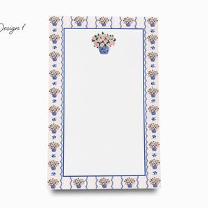 Pfingstrose Notizblock | Ginger Jar Notizblock Set | Frühling To Do Liste | Feminine Notizblöcke | Blau + Rosa Blumengeschenk | Rosa Blumen Geschenk | Geschenk für sie