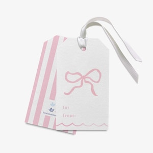 Pink Bow Gift Tags [Sets of 8] | Girly Tag | Feminine Tag | Watercolor Tag | Birthday Tag | Favor Tags | Baby Shower Tag | Girl Birthday