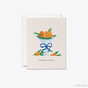 Tarjetas navideñas con los mejores deseos / Tazón naranja festivo / Diseño de pomo naranja / Tarjetas de felicitación festivas / Papelería navideña