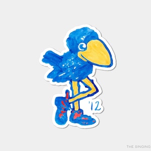 1912 Jayhawk Vinyl Sticker | Officially Licensed | Watercolor Kansas Decal Sticker | Vintage Jayhawks Weatherproof | KU Sticker for Laptop
