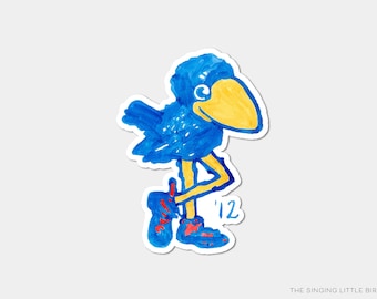 1912 Jayhawk Vinyl Sticker | Officially Licensed | Watercolor Kansas Decal Sticker | Vintage Jayhawks Weatherproof | KU Sticker for Laptop