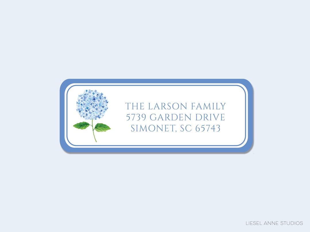 Printed Hydrangea Return Address Labels | Floral Mailing Stickers - Etsy